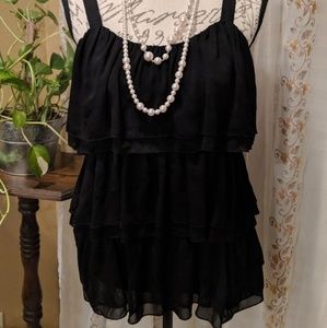 Strappy Black Ruffled Top